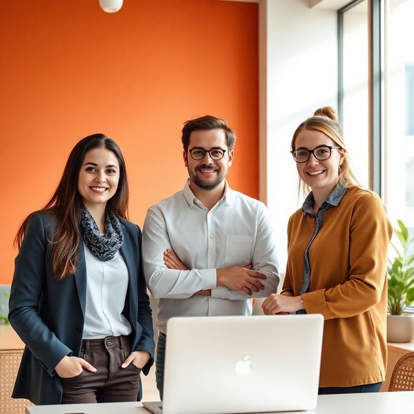 Team di tre persone di Studio Conti nel loro ufficio di Torino