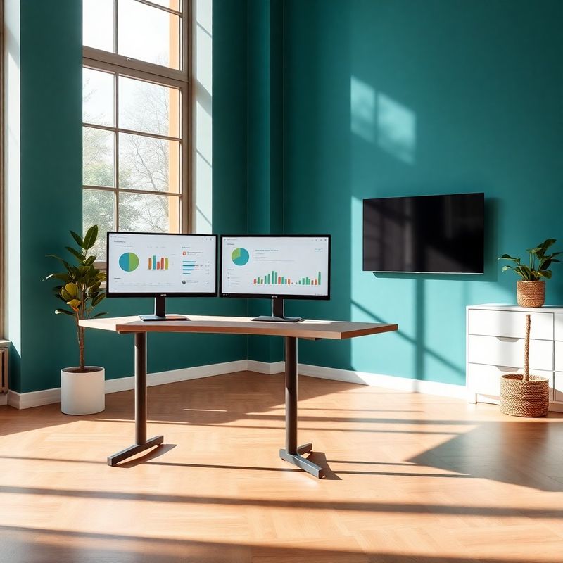 Ufficio moderno di Studio Conti a Torino con pareti teal e postazioni di lavoro